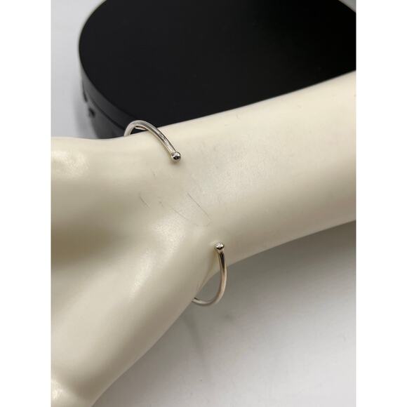 Sterling Silver 925 Mesh Center Bead and Ball Ends Bracelet Cuff - Picture 4 of 10